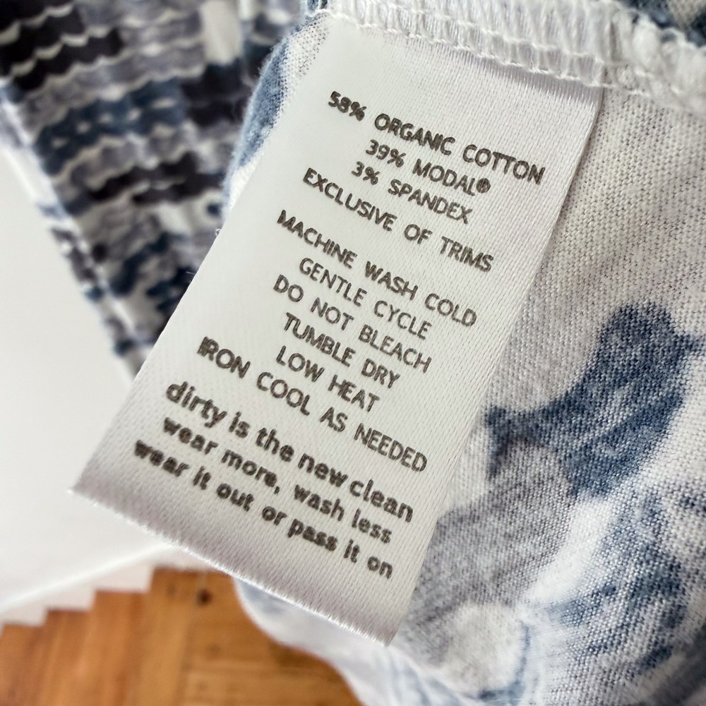 Horny Toad Sleeveless Dress S Wave Print Empire Organic Cotton Boho Coastal - Picture 6 of 8